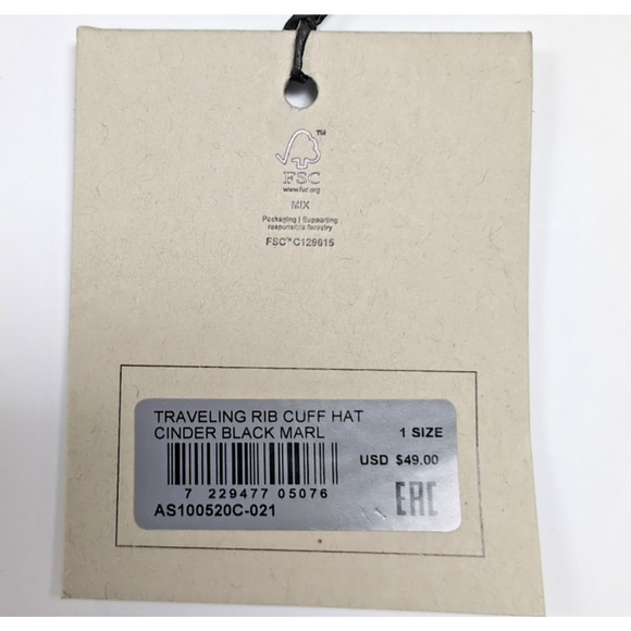 ALL SAINTS Travelling Rib Cuff Beanie Hat Unisex Adult Logo Cinder Black NEW NWT - Picture 4 of 7